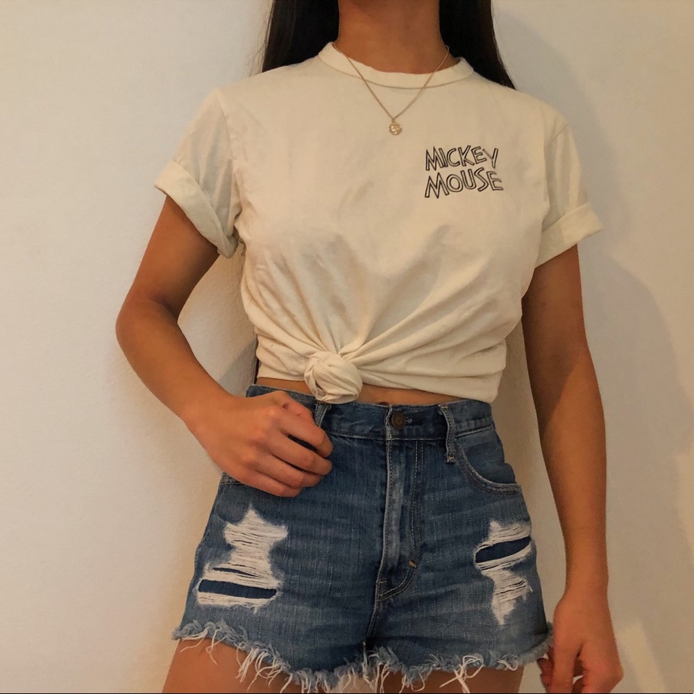 Creme Uniqlo Mickey Mouse Retro T-Shirt
